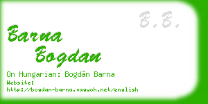 barna bogdan business card