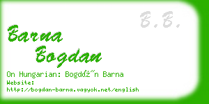barna bogdan business card